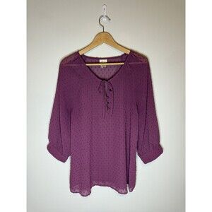 Matilda Jane Women's Sheer Swiss Dot Tunic Pullover Blouse Medium boho